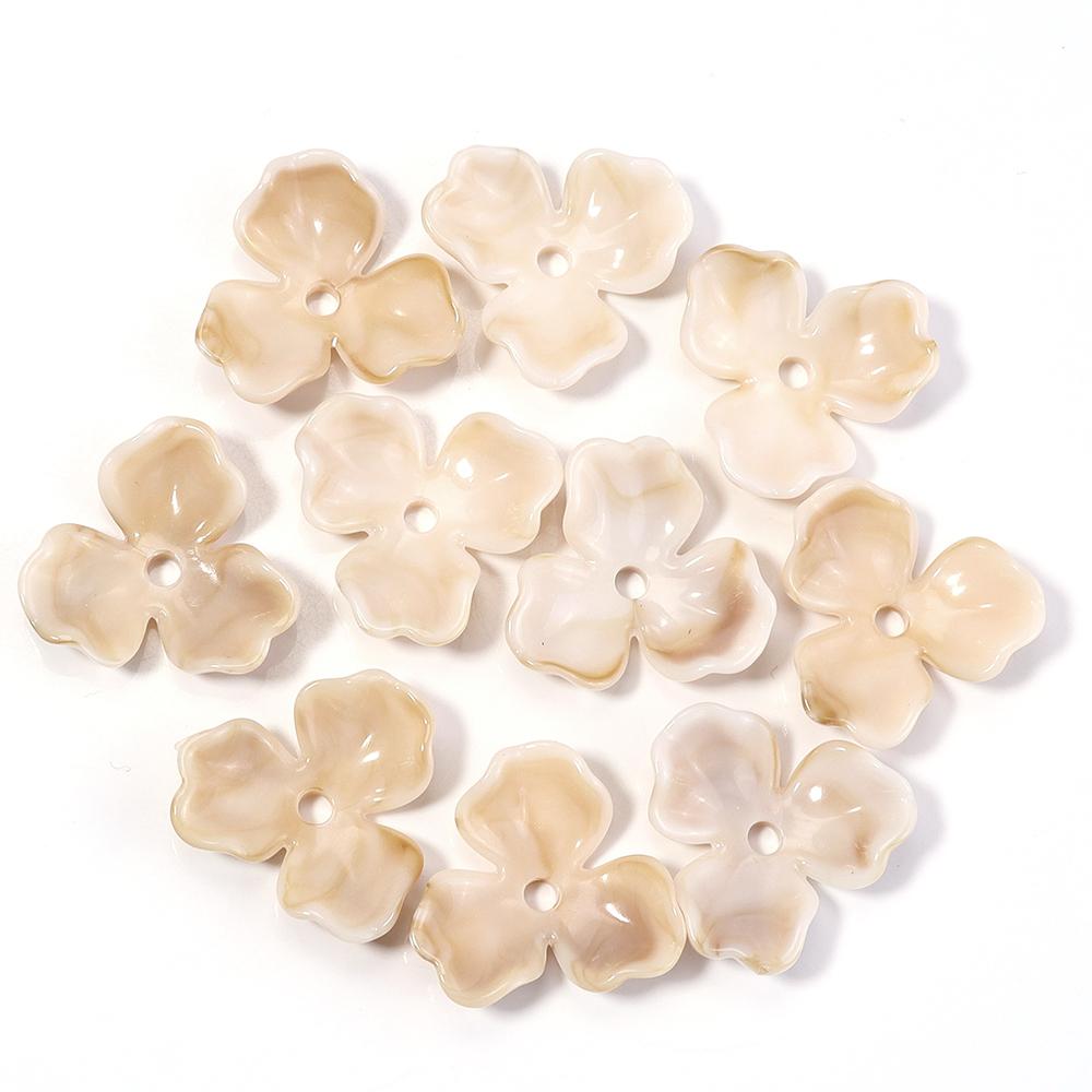 10pcs/lot Colorful Flower Acrylic Spacer Beads Three Petal Flower Loose Bead Caps For DIY Charms Earrings Necklace Accessories