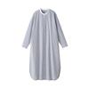 MUJI Women's Washed Broad Stand Collar Long Sleeve Dress, Dark Navy Stripe, Size L, BC2LUA5S