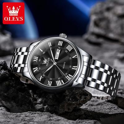 Business Herrenuhr Klassisch Wasserdicht Leuchtend Kalender Quarz Herrenuhr Stahlarmband Luxus Business Herren Geschenk
