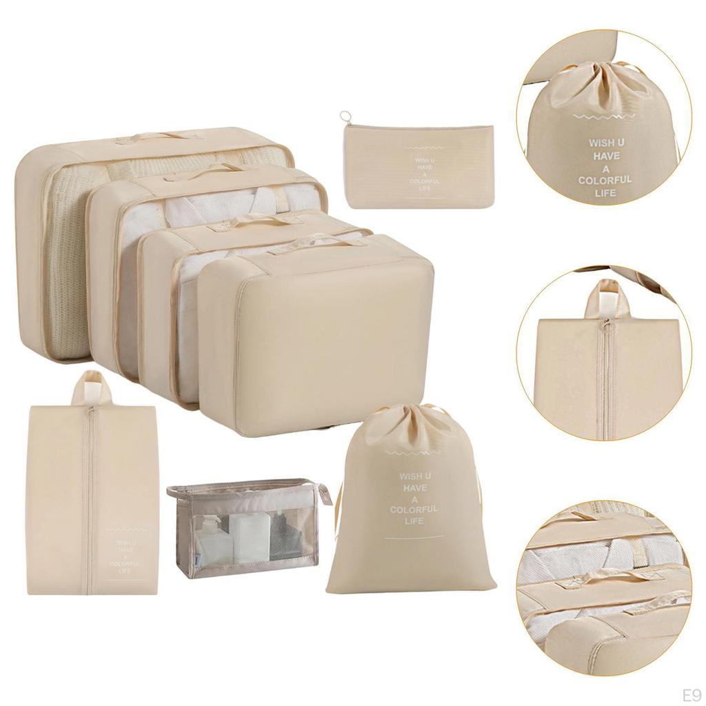 Packing Cubes for Suitcase Luggage Organizers Camping Travelling 7 Piece Beige