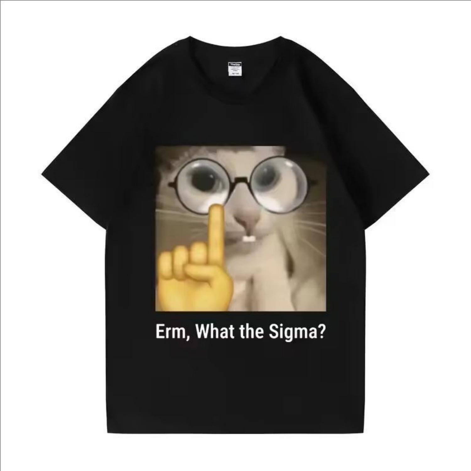 

Women T Shirt Cartoon Erm What Sigma Funny Meme T-shirt for Men Women Silly Cat Humor Printed Fashion Tops O-Neck (1) S чёрный
