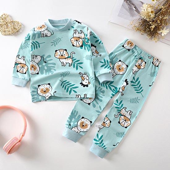 Pantaloni invernali per bambini a maniche lunghe o collo T-shirt Set pantaloni larghi casual da 2 pezzi in cotone con stampe di cartoni animati