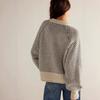 Women Jacquard Crew Neck Sweater Long Sleeve Loose Oversized Chunky Knit Casual Pullover Jumper Spring Autumn Top