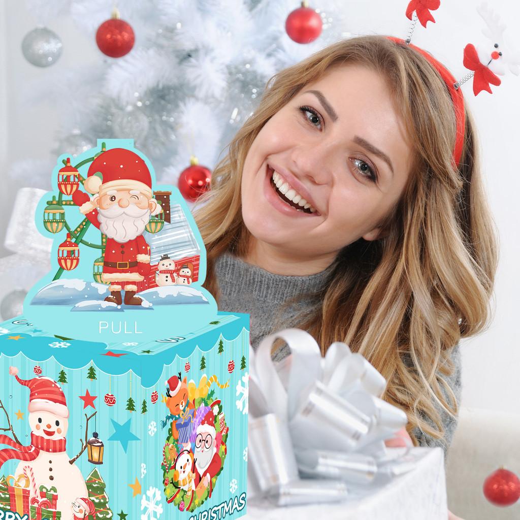 Snowman Santa Blue Claus Pattern Gift Box Christmas Decoration Prop Atmosphere