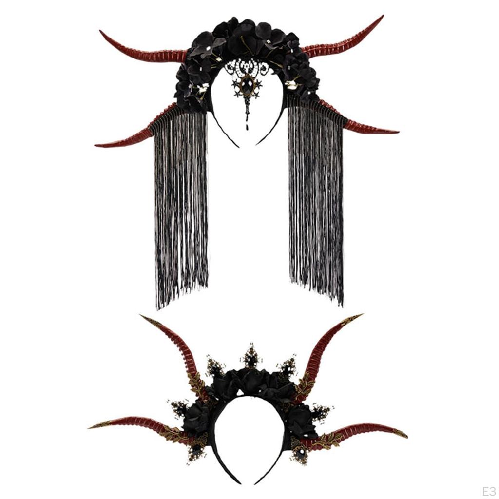 Halloween Horns Headband Fashion Devil Hairband for Fancy Dress Cosplay With Tassels