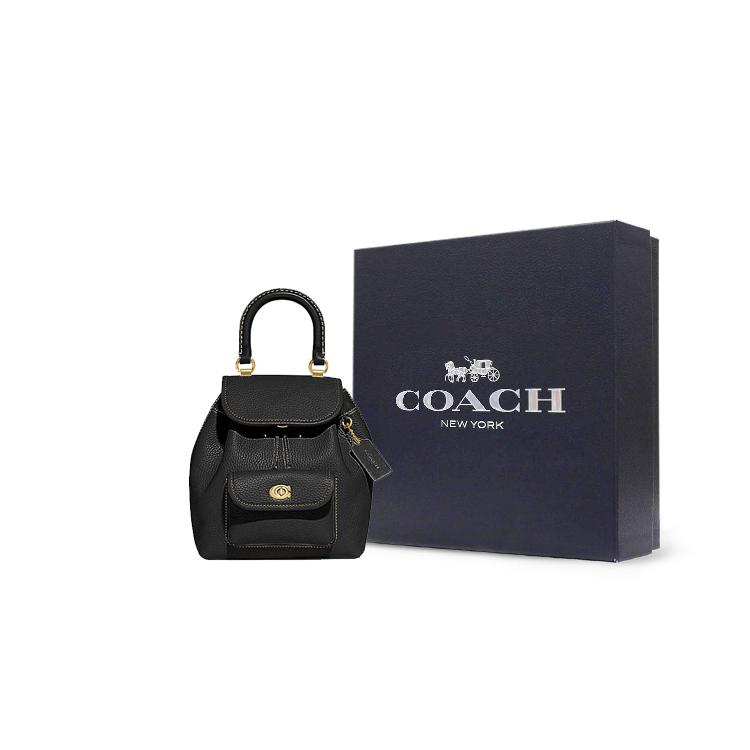 COACH Riya Cow Leather Backpack Medium Women's Black CH789-B4BK