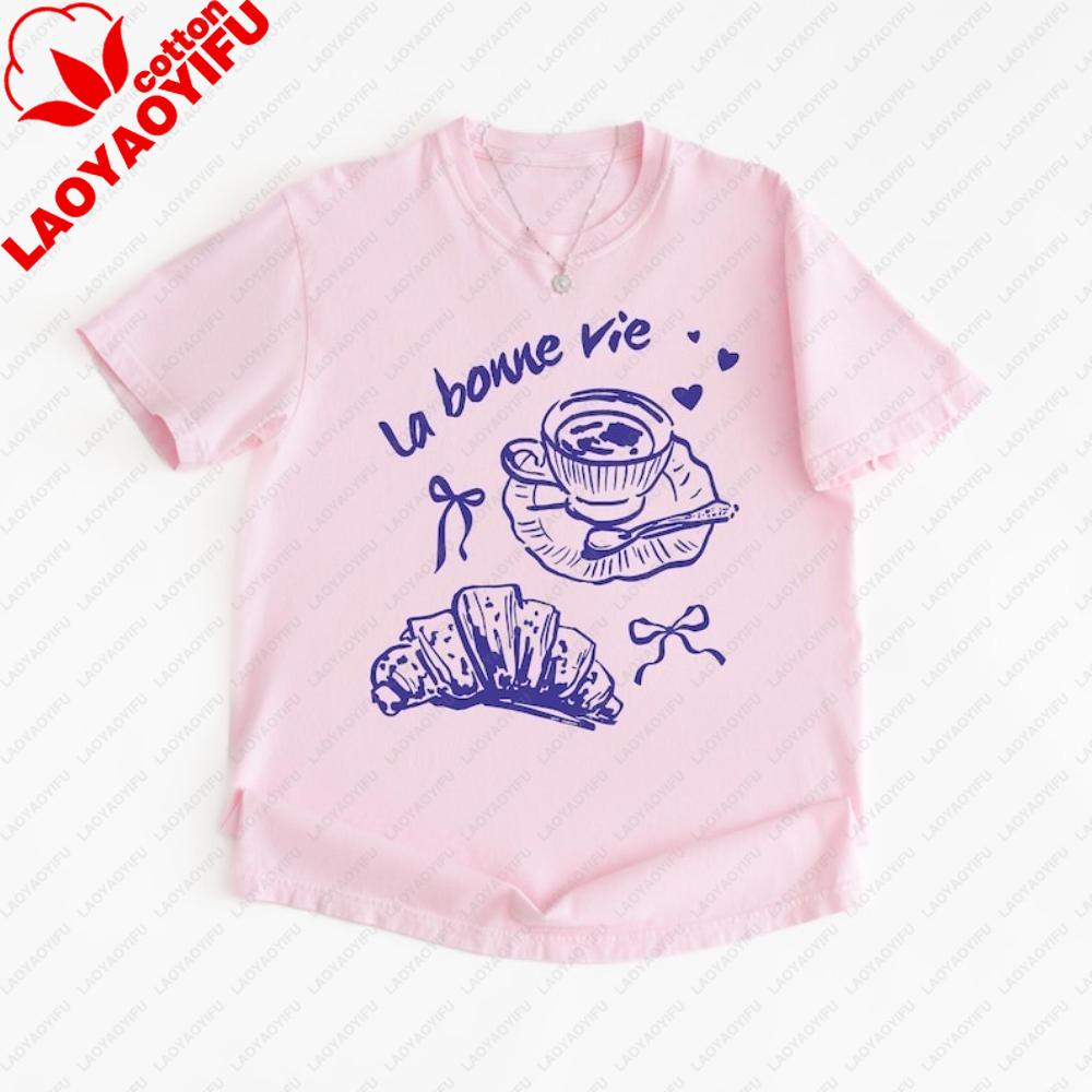 Paris Croissant Coffee Graphic Tee La Bonne Vie Unisex Shirt