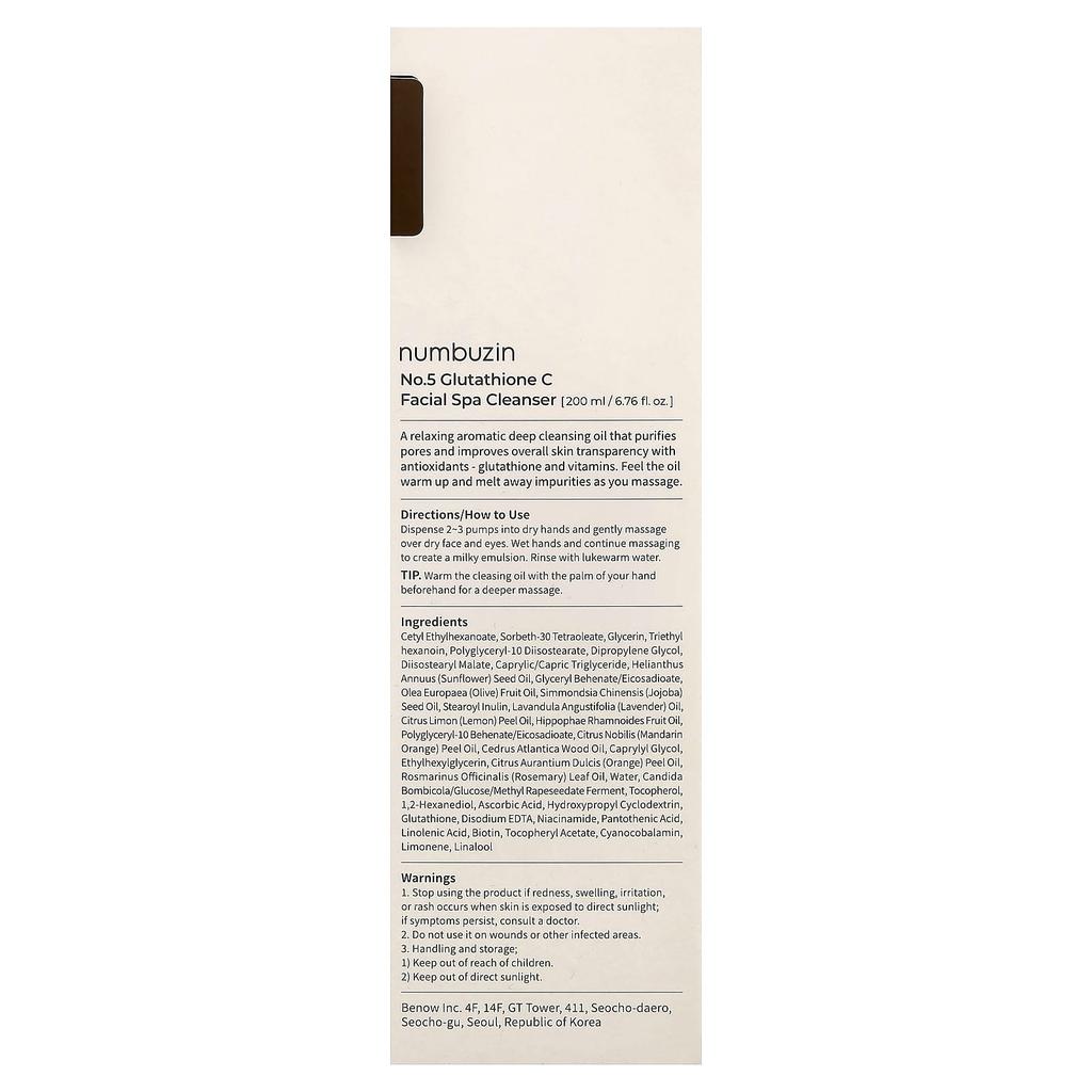 Numbuzin, No.5 Glutathione C Facial Spa Cleanser, , 200ml (6.76 fl oz)