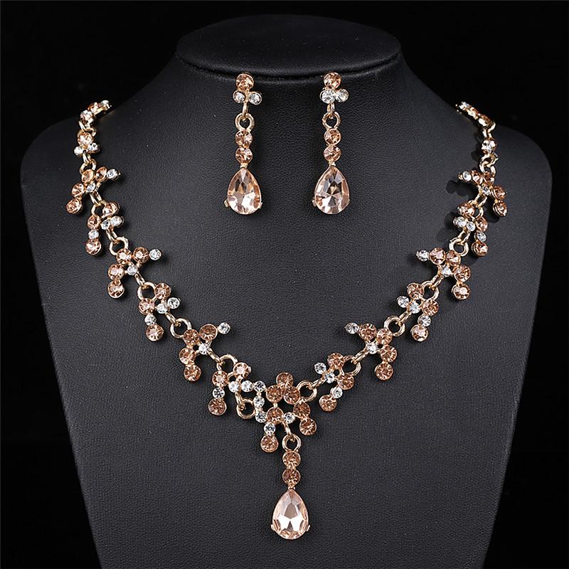 Elegant Bridal Jewelry Set: Crystal Earrings & Necklace for Weddings