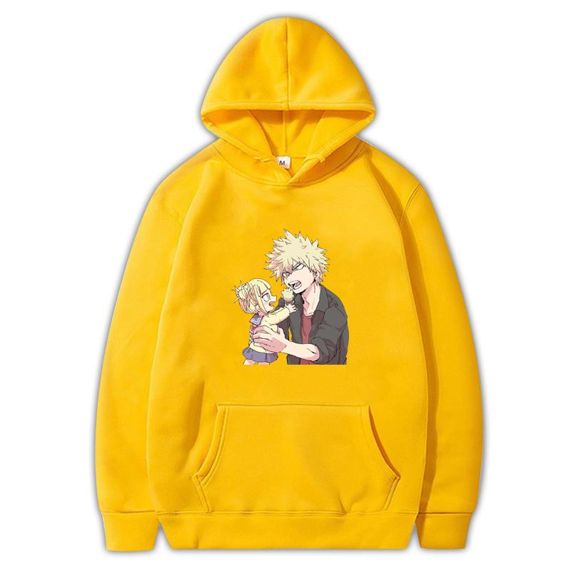 Hot Anime My Hero Academia Midoriya Izuku And Himiko Toga Print Hooded Men Women Casual Loose Hoodies Harajuku Male Sweatshirt