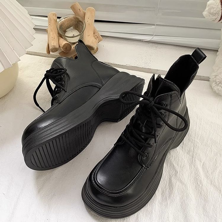 Martin boots women's 2025 new popular autumn British style thick-soled heightened feet small fried street short boots spring and autumn single boots