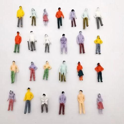 Set of 100 Figures, 1:100 Scale, 15-20mm, for Scenery Collection, Dolls, People, Human Figures, Painted Figures, Model Trains, Dioramas, Building Mode
