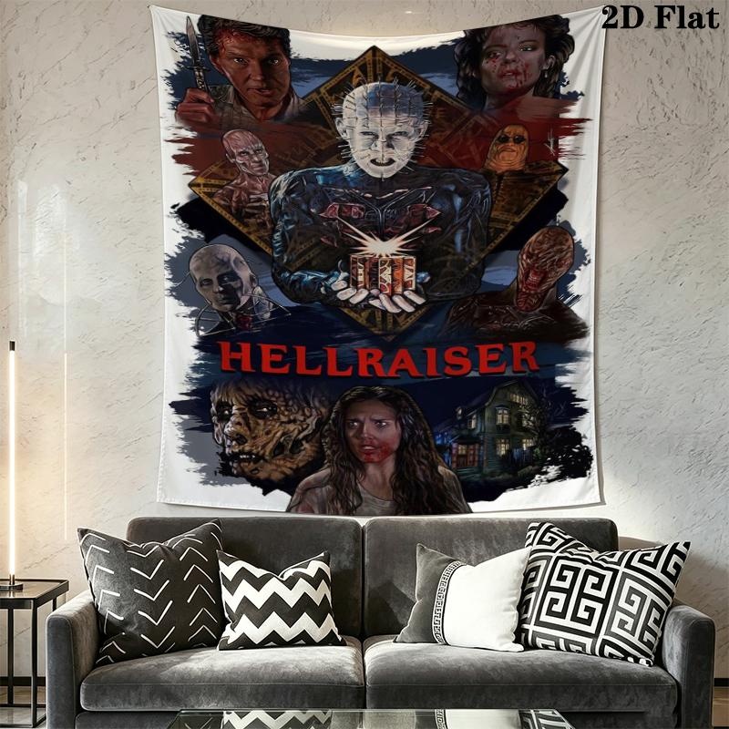 Hellraiser Wall Tapestry Aesthetic Wall Hanging Printed Fabric Blanket Decorative Tapestries for Bedroom Living Room Home Decor