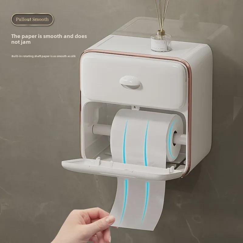 Waterproof Wall-Mounted Toilet Paper Holder and Storage Rack