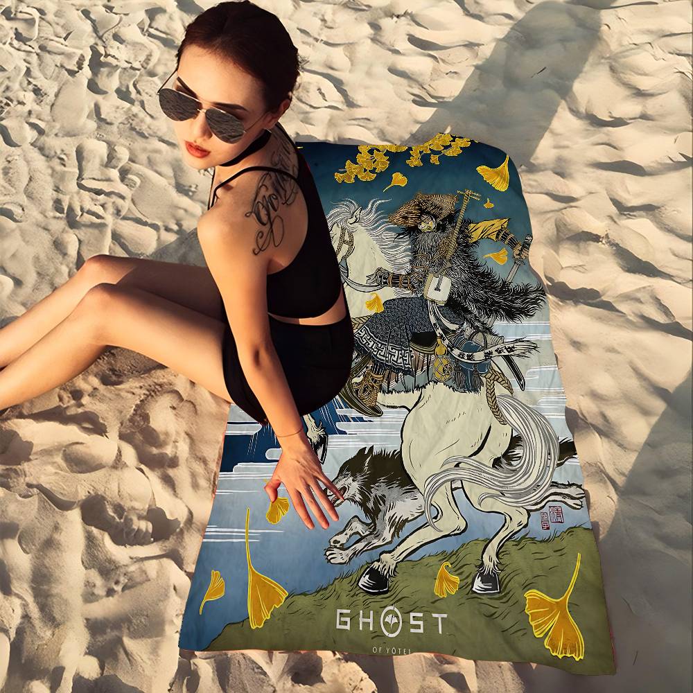 Game G-ghost Of Y-yotei Bath Towel Microfiber Soft Water Absorbing Breathable For Girl Kids Decorative Cartoon Beach Towel