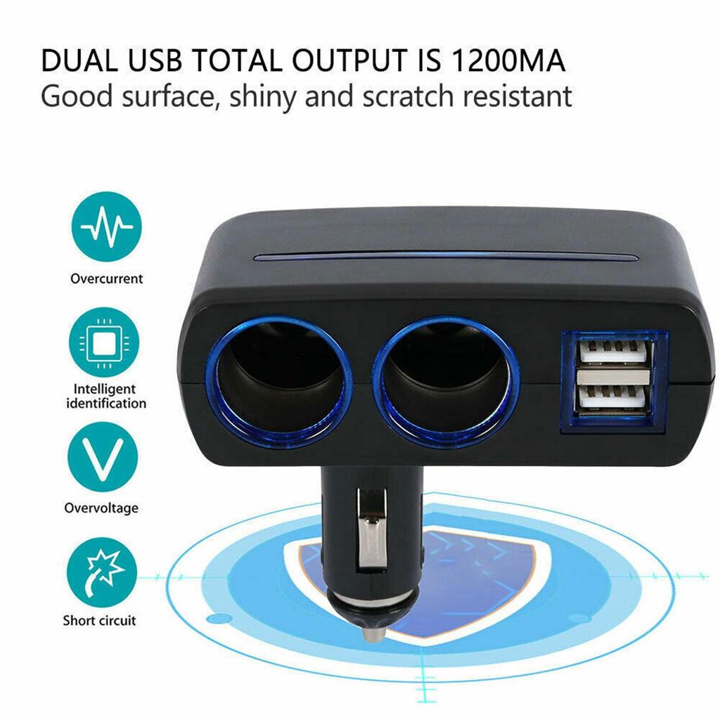 Universal Dual USB Car Charger Adapter - 12V/24V Cigarette Lighter Socket Splitter for Vehicles, Powering Multiple Devices G8S8