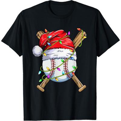 Santa Sports Design for Men Boys Christmas Baseball Player T-Shirt Printed T-shirt Tops Unisex Women Men T Shirt Simple Style