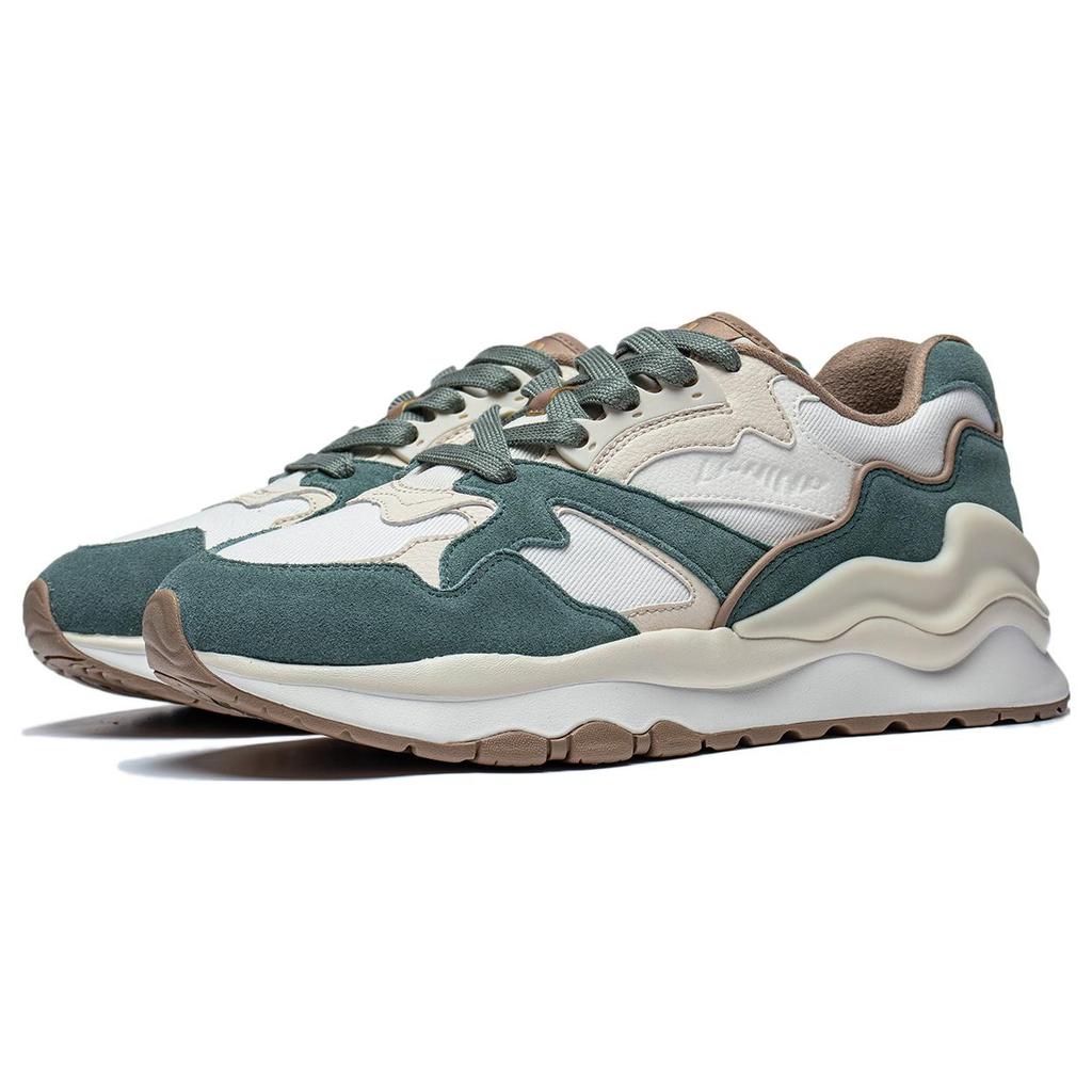 New LiNing 001 Mountain Sea Slip Resistant Low Top Running Shoes Men's White Green AZGT073-1