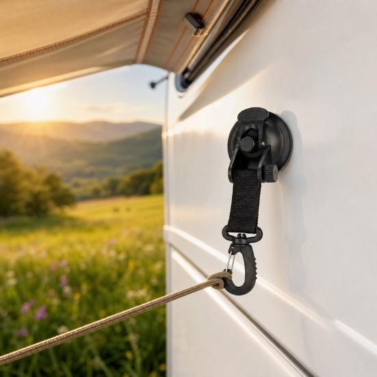 1/4Pcs Heavy Duty Suction Cup with Hook & Nylon Webbing, Securing Hook Tie Down for Glass Window, Outdoor Car Awning Camping Trap Accessories