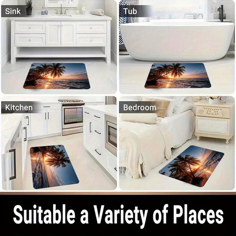 Modern Beach Sunset Door Mat Palm Trees Soft Non-Slip Washable Kitchen Rug Bedroom Living Room Holiday Home Decor Floor Mat