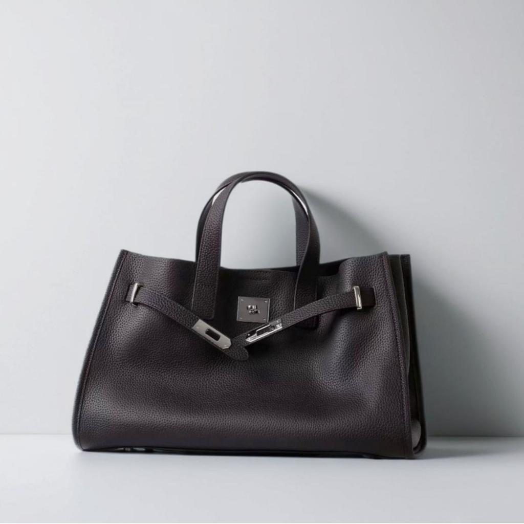 Horizontal Large First-layer TOGO Soft Cowhide Tote Bag Portable Shoulder Bag Women's Medieval Bag Large Capacity