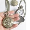 Antique Retro Bronze 12 Animal Quartz Round Case Pocket Watch Necklace with Pendant Chain No Waterproof Holiday Gift
