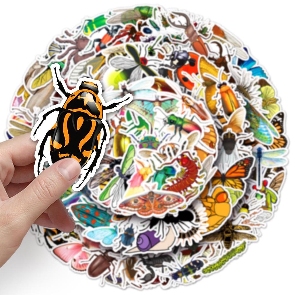 110 PCS Creative Insect Graffiti Stickers - Butterfly & Spider Designs for DIY, Skateboards, Water Bottles, Luggage - Waterproof