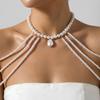 Boho Imitation Pearl Multi Layer Body Chain Beaded Shoulder Chain for Women Beach Vacation Daily Wear Jewelry