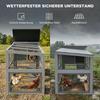 Chicken coop/chicken house for 3-4 chickens with run, nesting box, asphalt roof, Oxford covering, pull-out drawer, 264x82x89cm, grey