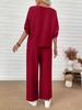 European & American Fashion 2025 Casual Set: Crew Neck Top + Vertical Wide-Leg Pants