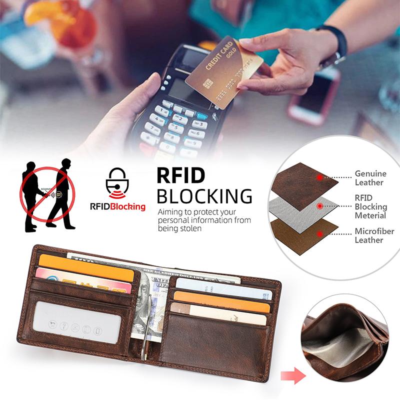 Echtes Leder Männer Brieftasche mit Airtag Slot RFID Geld Clip Kreditkarte Halter Kleine Männliche Geldbörse Münzfach