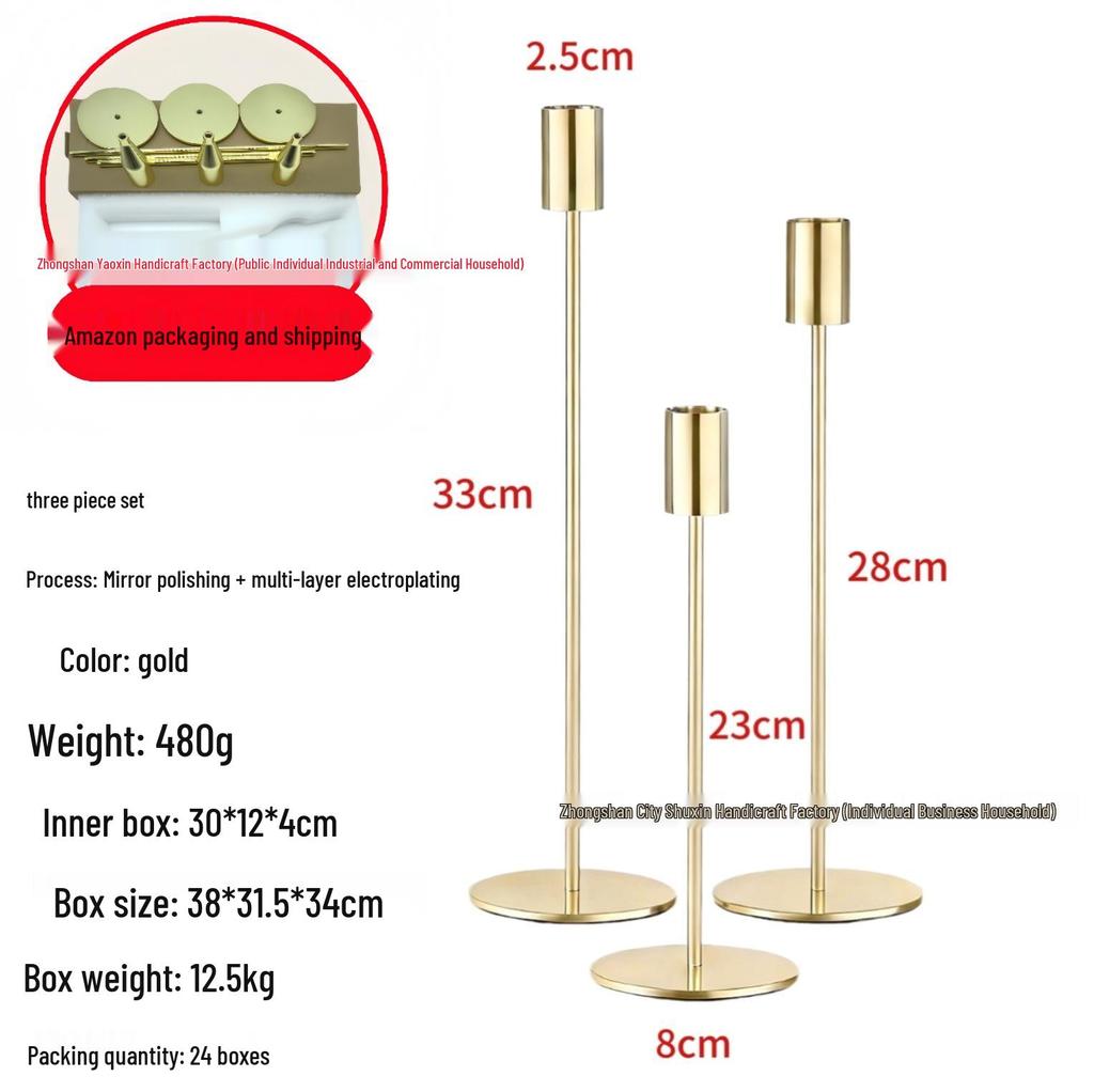 Retro Nordic-Style Wrought Iron European Candlestick for Christmas and Weddings