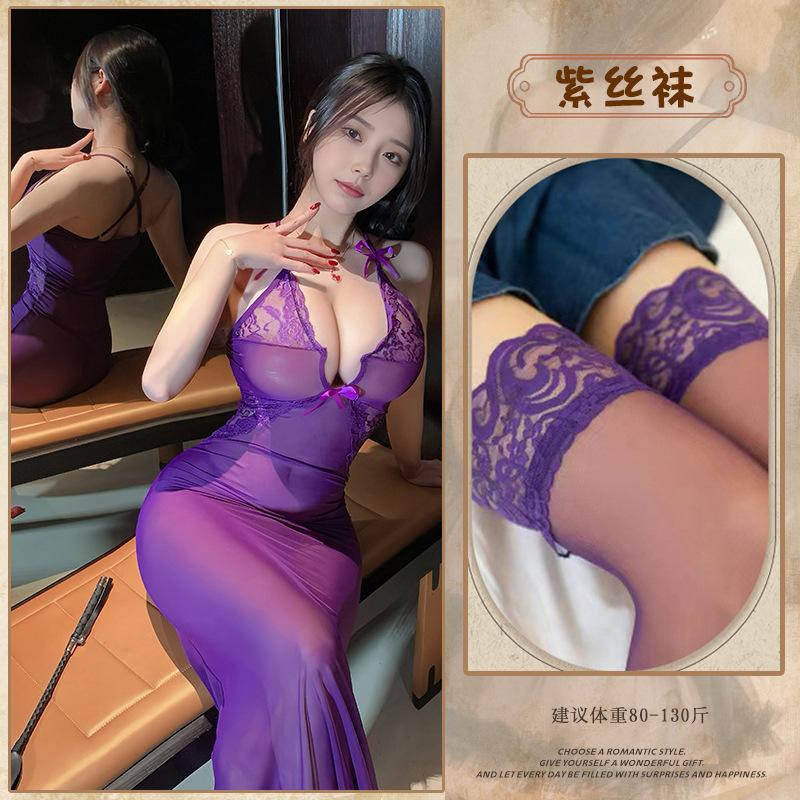 Sex underwear perspective lace dress sexy tight one-piece fishtail gauze skirt sex professional uniform