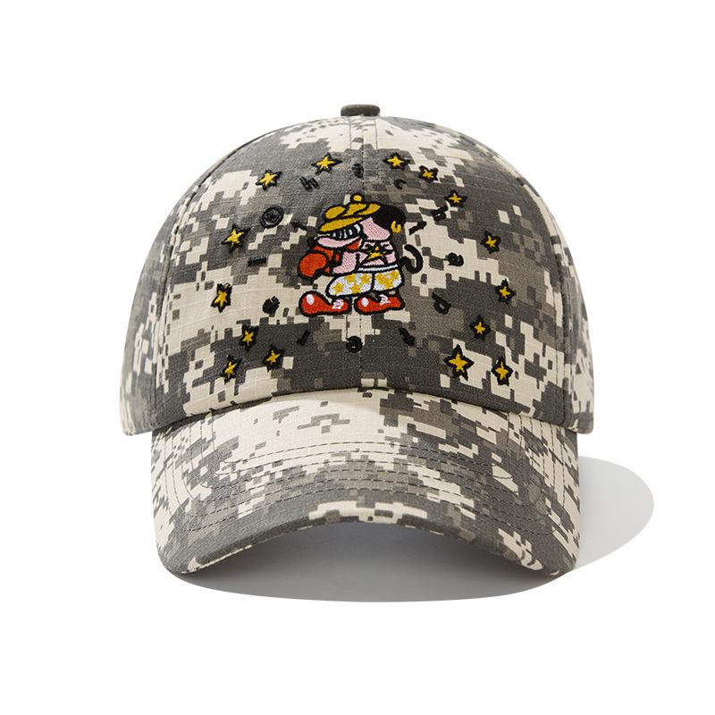Hip Hop Street Camouflage Embroidery Baseball Cap Female Big Head Circumference Show Face Small Sunscreen Outdoor Versatile Cap Male