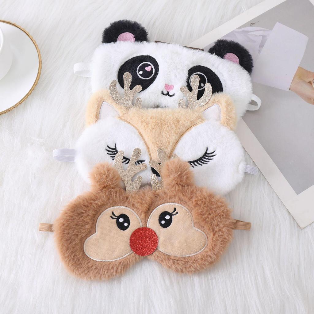 Unicorn Ears Plush Eye Mask with Embroidered Rabbit Design for Sleep Shading