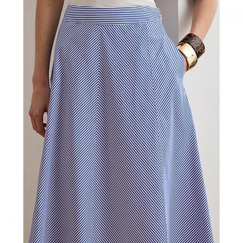 Lauren Ralph Lauren Striped Cotton Broadcloth Skirt Wmlrskts6h20302400