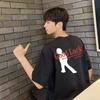 Neues Glücksbuchstaben-Print Cool Trendy Sommer Erwachsener Herren 100% Baumwolle Street Weich Täglich Street Retro Mode Locker T-Shirt