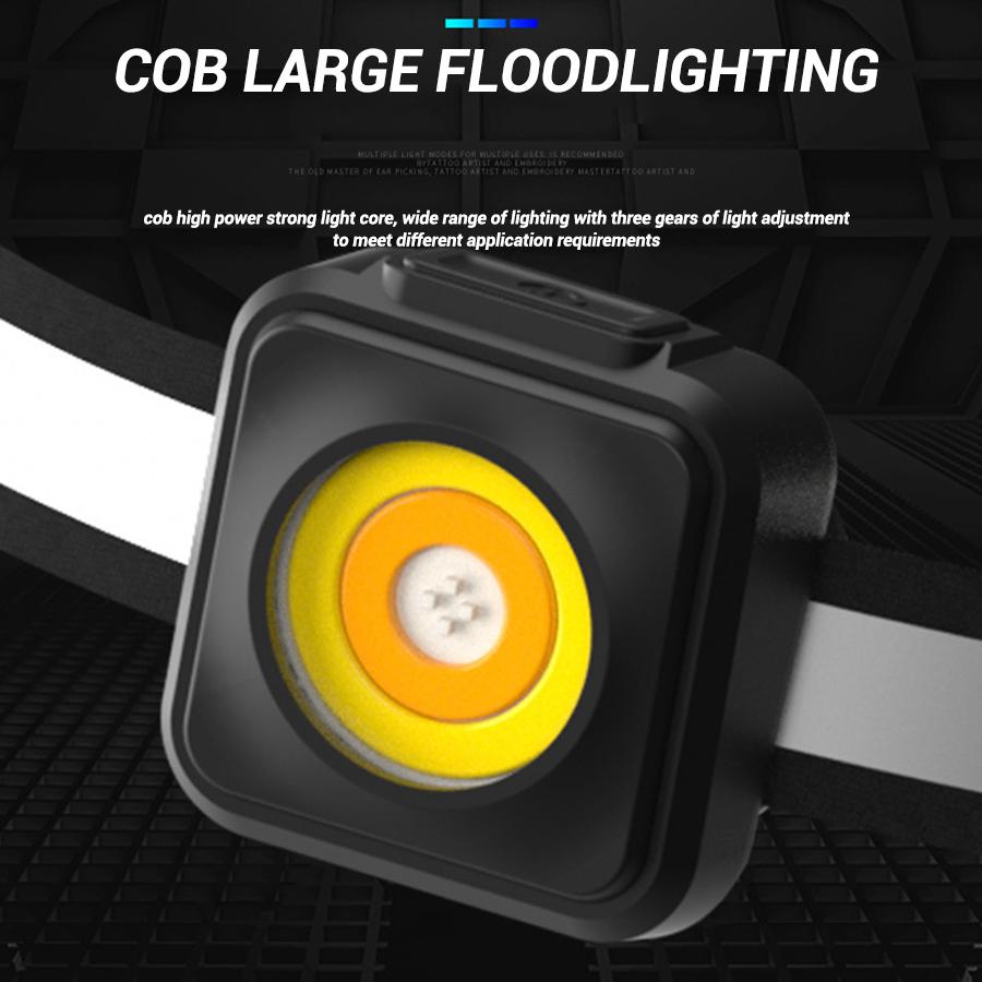 Mini Headlamp Portable COB Headlight 3 Light Modes Camping Head Flashlight Outdoor Emergency Lamp Night Working Fishing Lantern