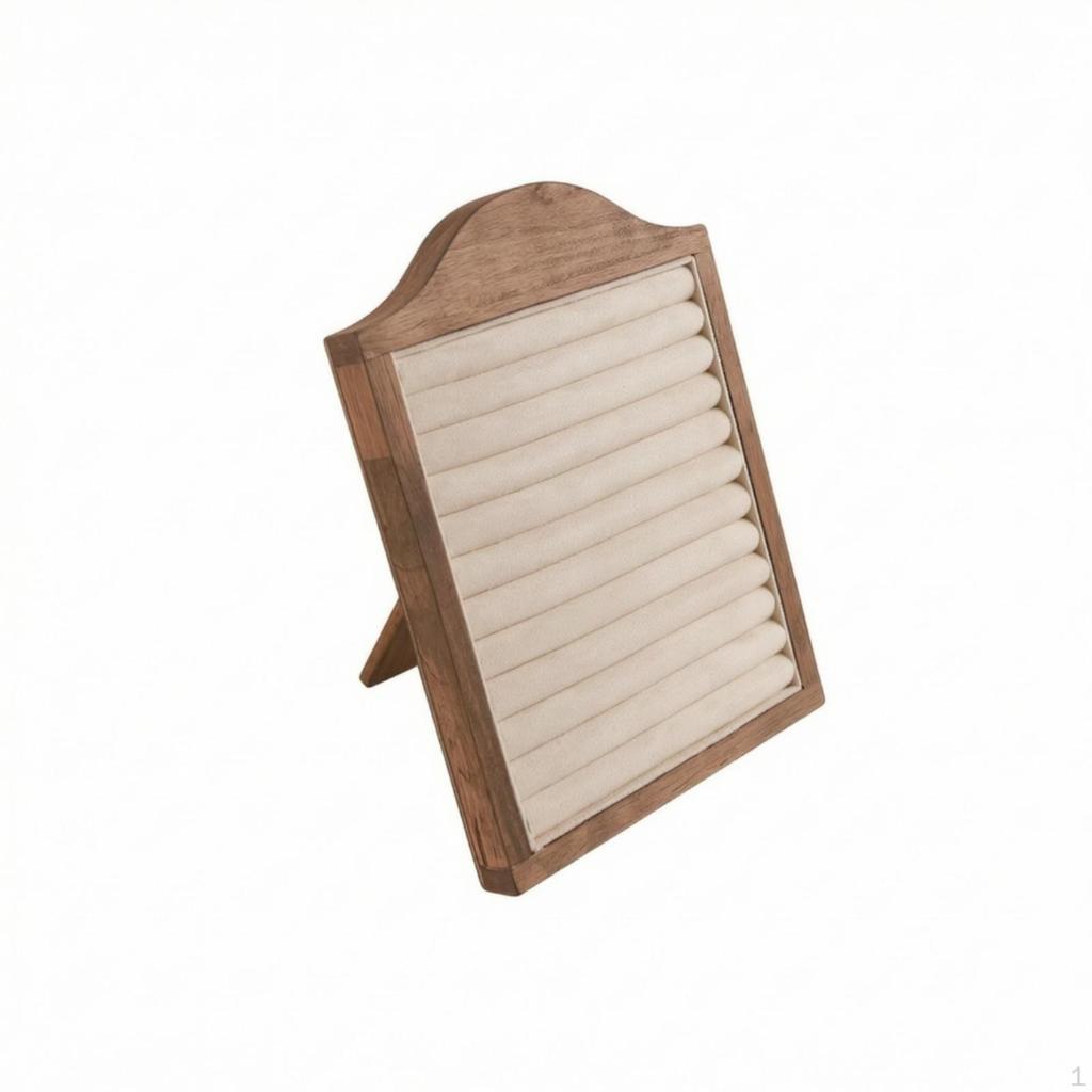 Jewelry Display Board Wooden Rings Holder with Slots Freestanding Earring Easel for