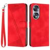 Protective Shell for Honor 70 5G Triangle Imprint Leather Stand Wallet Mobile Phone Cover with Strap