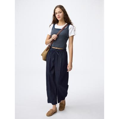 Light Denim Barrel Ankle Pants