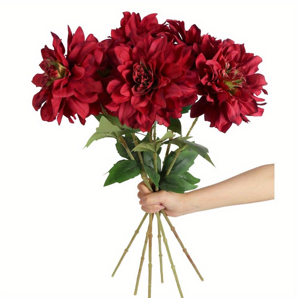 6 Pcs Fake Dahlia Artificial Flowers 60cm Faux Flowers Silk Dahlia Flowers Fake Flowers for Wedding Party Home Indoor Outdoor Decorations