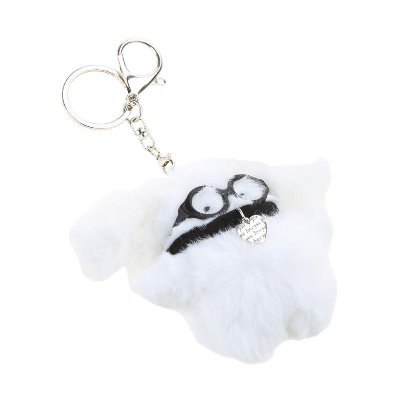 Lovely Fluff Stuffed Keychain Handmade Plush Dog Keyring Soft Cartoon Animal Backpack Pendant Versatile Bag  Accessory