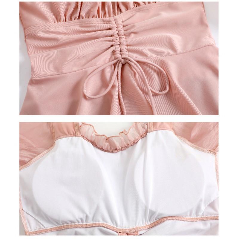 Womens Modest Long Sleeve One-Piece Swimsuit High Waist Tummy Control Plus Size Swimwear Pool Beach Spa