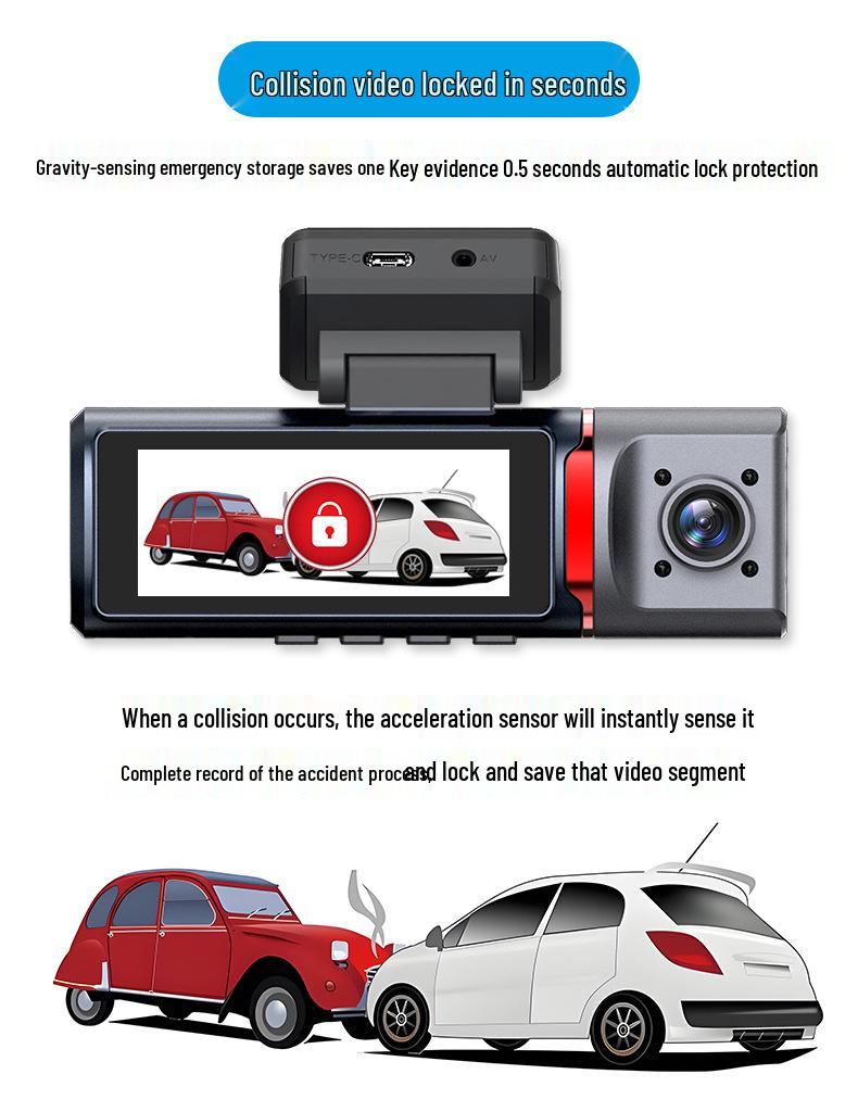 4K Triple-Lens Dash Cam with Night Vision & Built-in GPS