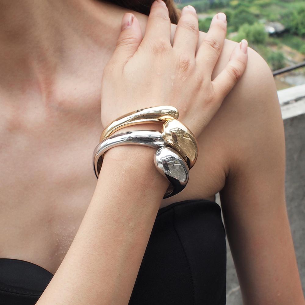 Alloy Big Cuff Bracelets for Women Jewelry New Fashion Metal Statement Bangles Bracelets Accessories