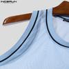 INCERUN Summer Men Stitching Sleeveless Mesh Sheer Stretch Tank Tops