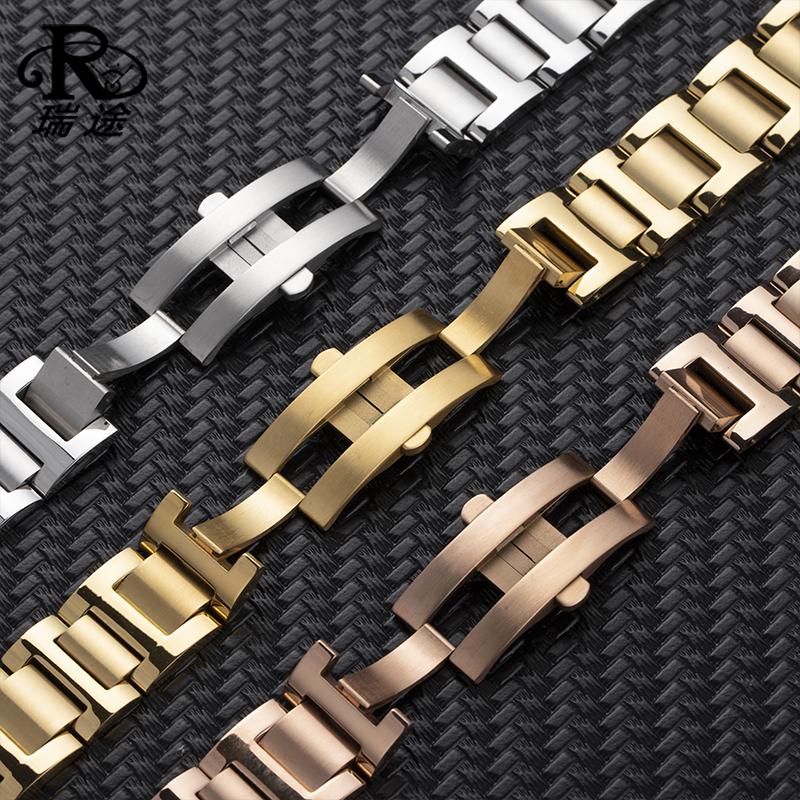 For Cartier Blue Balloon 14.8mm 16.8mm 18.11mm 20.12mm 22.14mm Stainless Steel Watchband Men Women Convex Bracelet Accessories