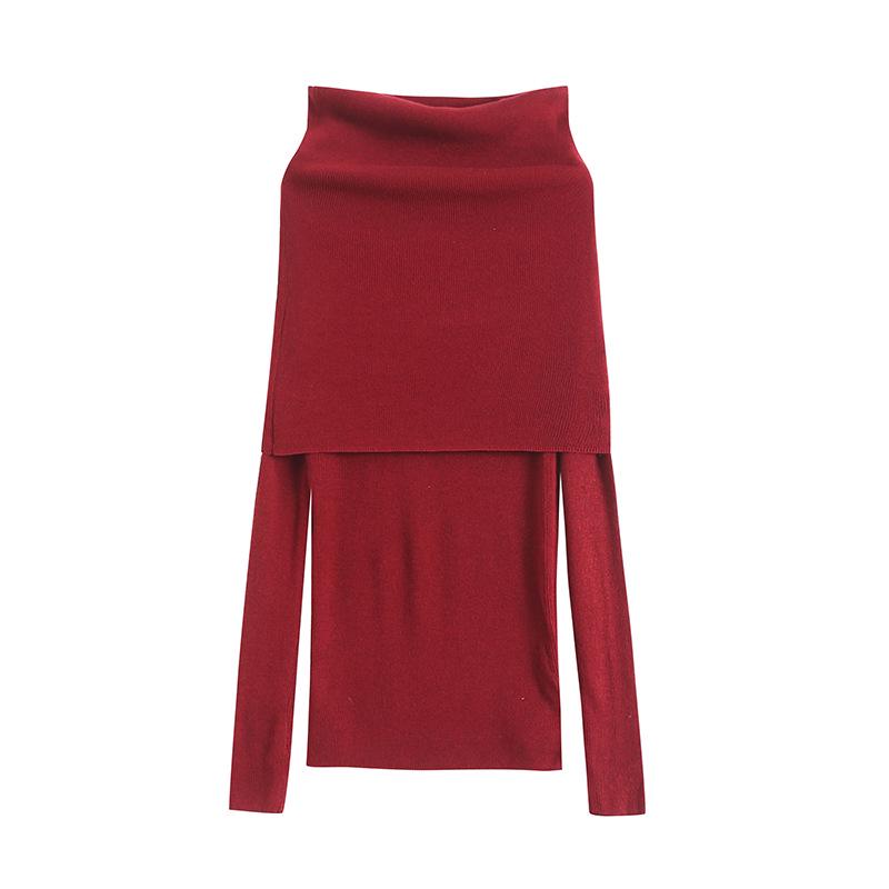 

Женский шерстяной трикотажный свитер на одно плечо во французском стиле, облегающий покрой Small