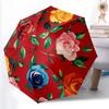 1pc Floral Combination Pattern Sturdy 8-Bone Auto Umbrella, Bright Umbrella, Digital Printed, Foldable Umbrella for On-the-Go Outdoor Use